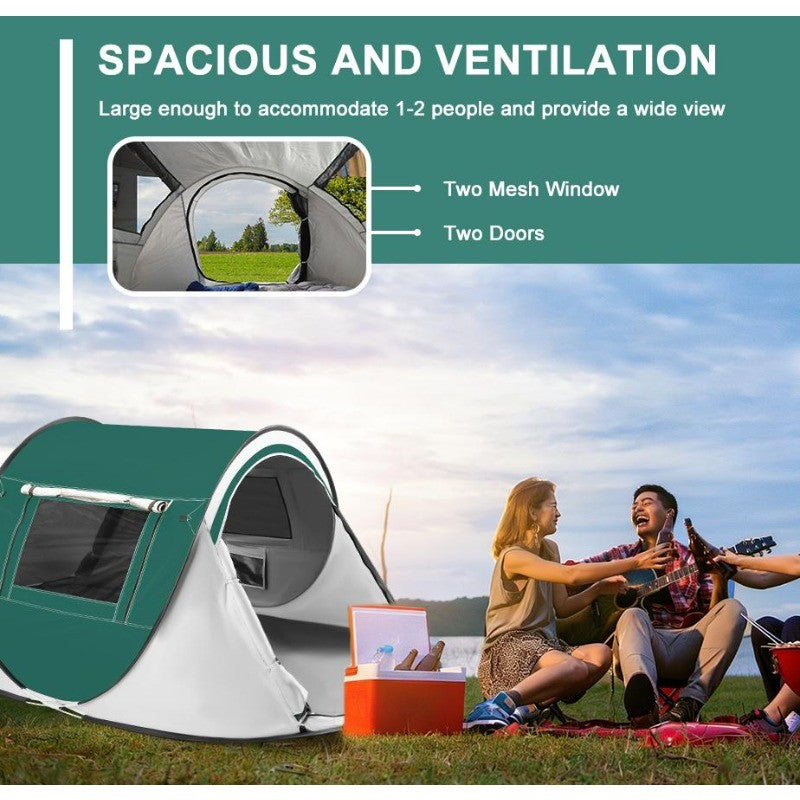 2 Person Pop Up Camping Tent - Instant Setup Lightweight Cabin for Outdoors
