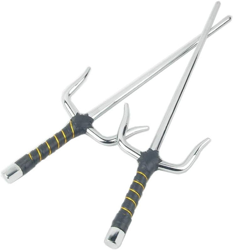 Octagon Metal Martial Arts Sai Set Black and Silver Multi Size