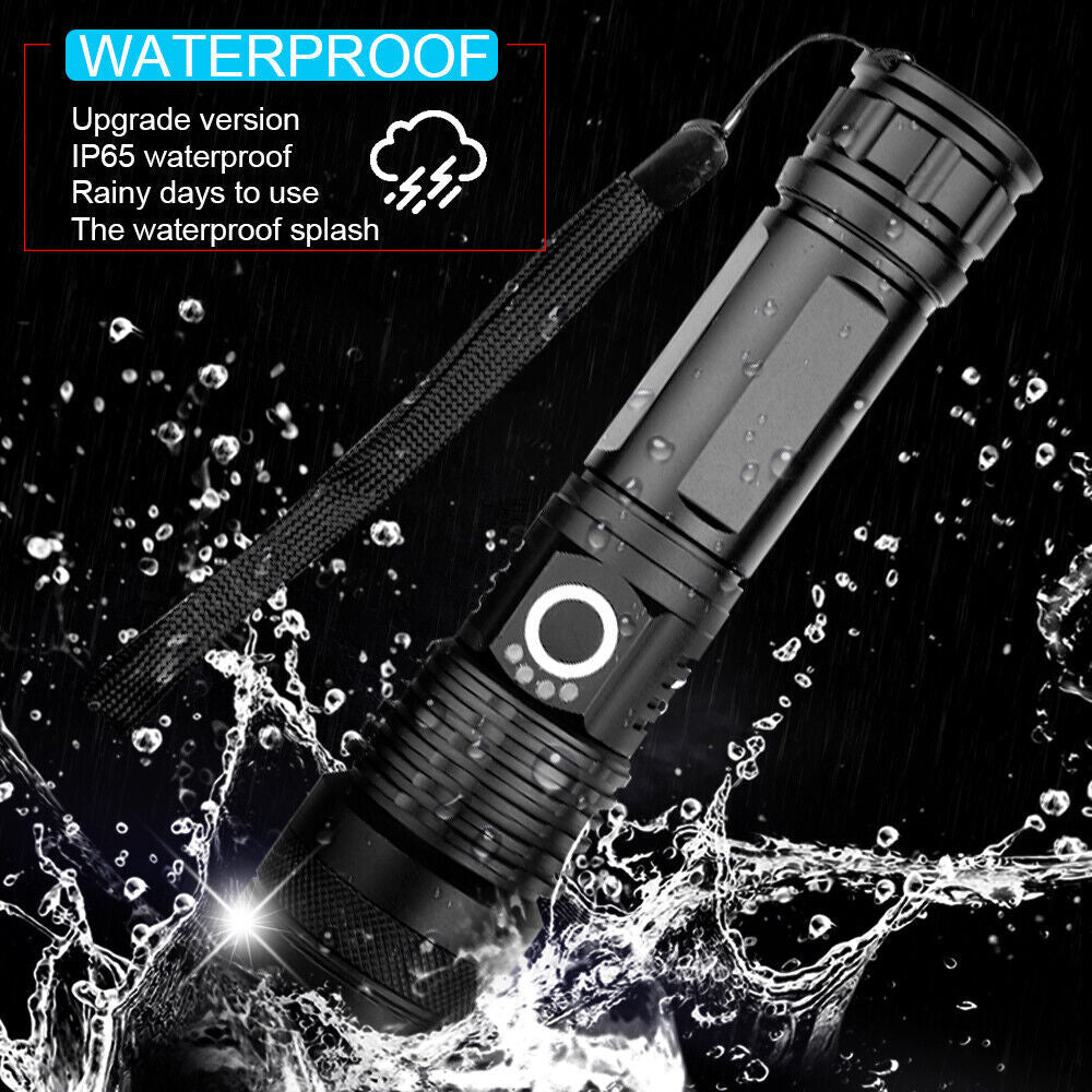 Super-Bright 90000LM LED Tactical Flashlight with Rechargeable Battery