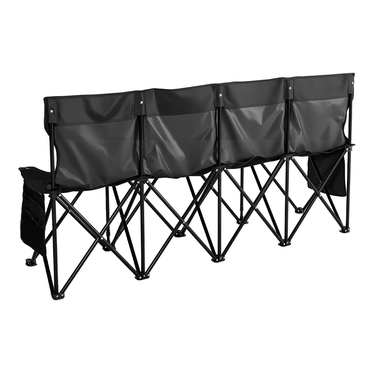 4-Seat Folding Sports Bench with Side Pockets and Carry Bag