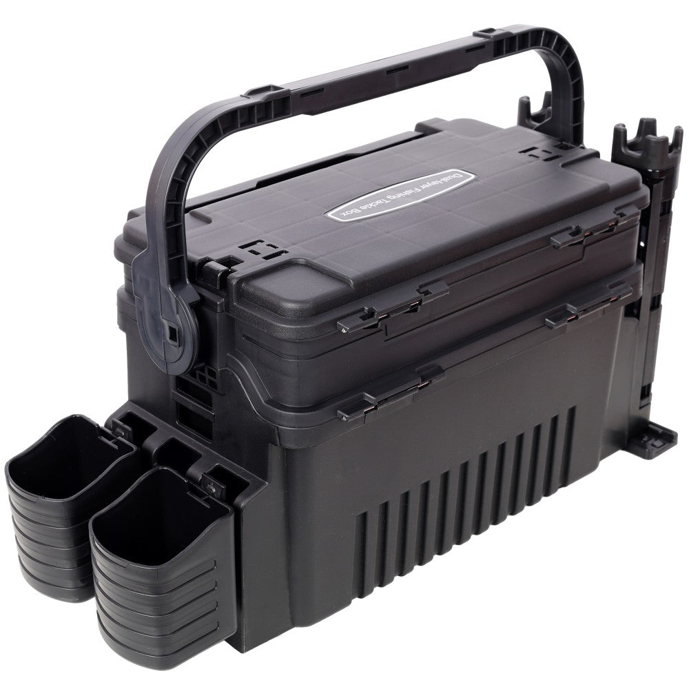 Dual Layer Fishing Tackle Box Organizer with Large Capacity & Portable Handle