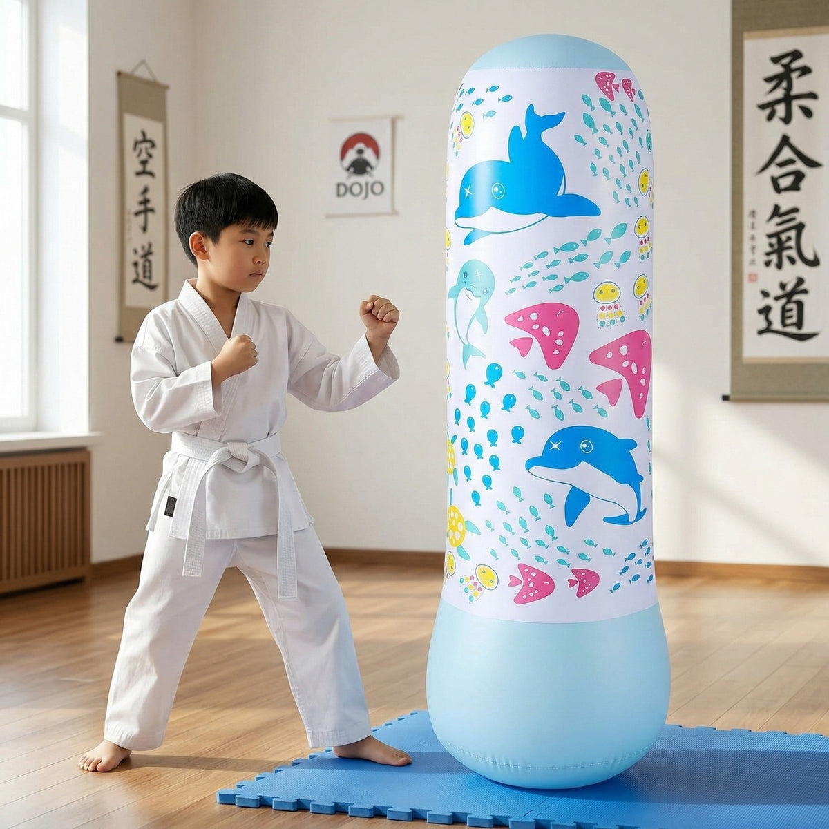 49 Inch Punching Bag with Bounce-Back Action for Kids Indoor & Outdoor Play