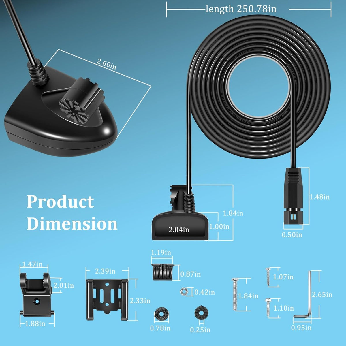 Marine Fish Finder Transducer for Humminbird Helix 5-12 with Temp Sensor