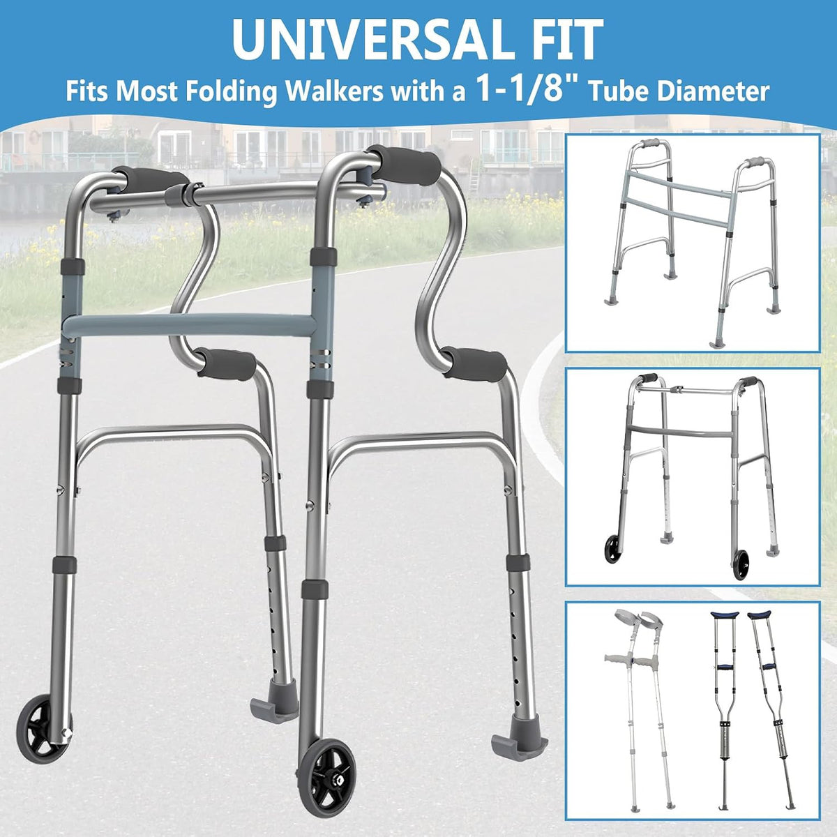 Walker Ski Glides for Folding Walkers - Replacement Feet for Smooth Mobility
