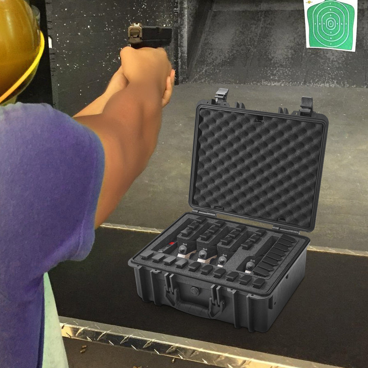 Hard Pistol Case for 5 Guns Waterproof Lockable Gun Storage Travel Case