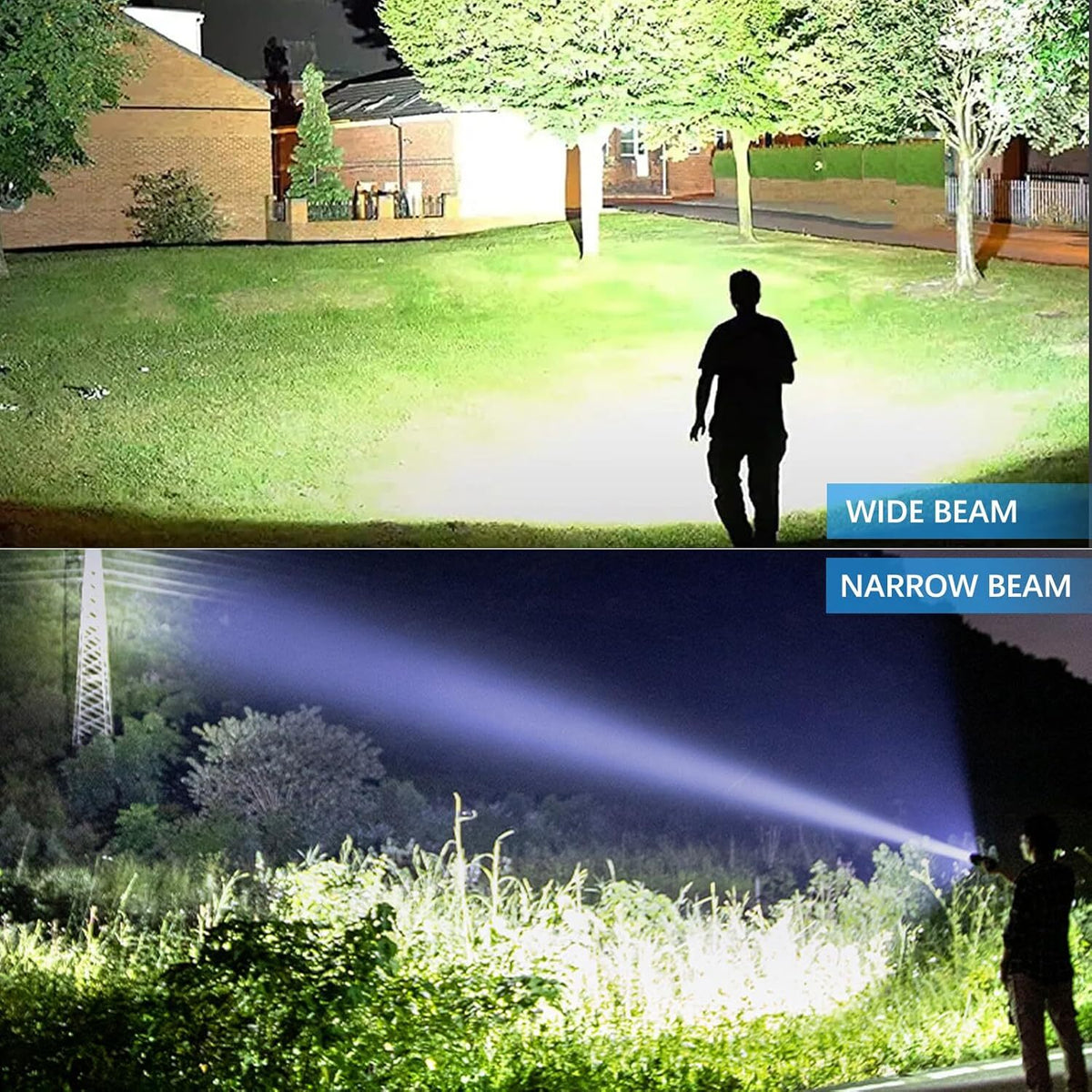 Super Bright 12000000LM LED Tactical Flashlight USB Rechargeable Outdoor