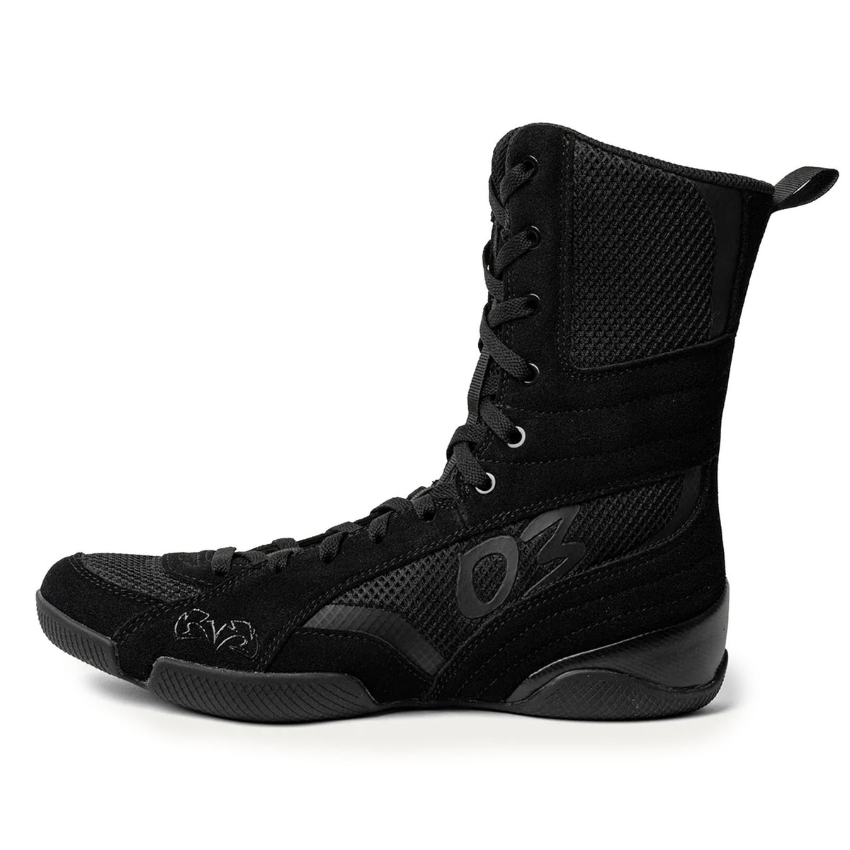 High Top Boxing Boots - Black, Size 8 for Combat Sports