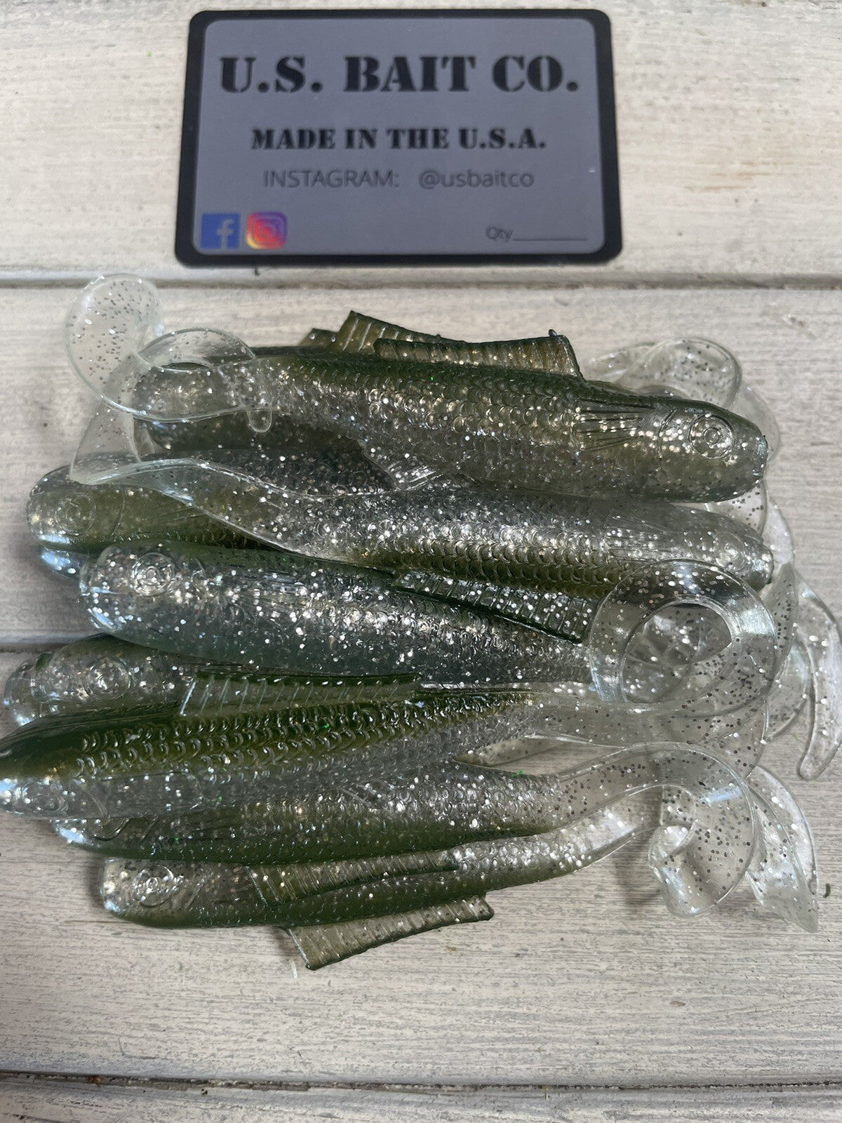 4-Inch Silver & Army Green Minnow Baits Lot of 15 for Freshwater & Saltwater Fishing