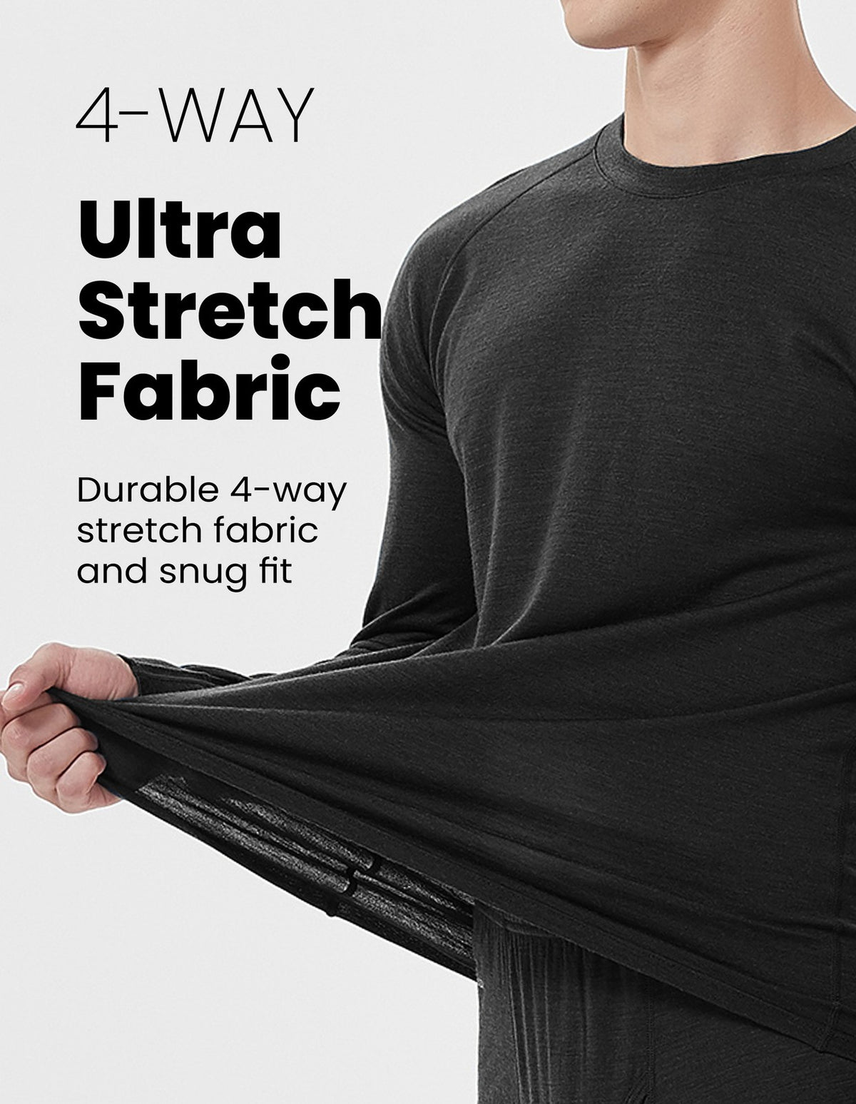 Men's Merino Wool Base Layer Set Winter Underwear Top & Bottom