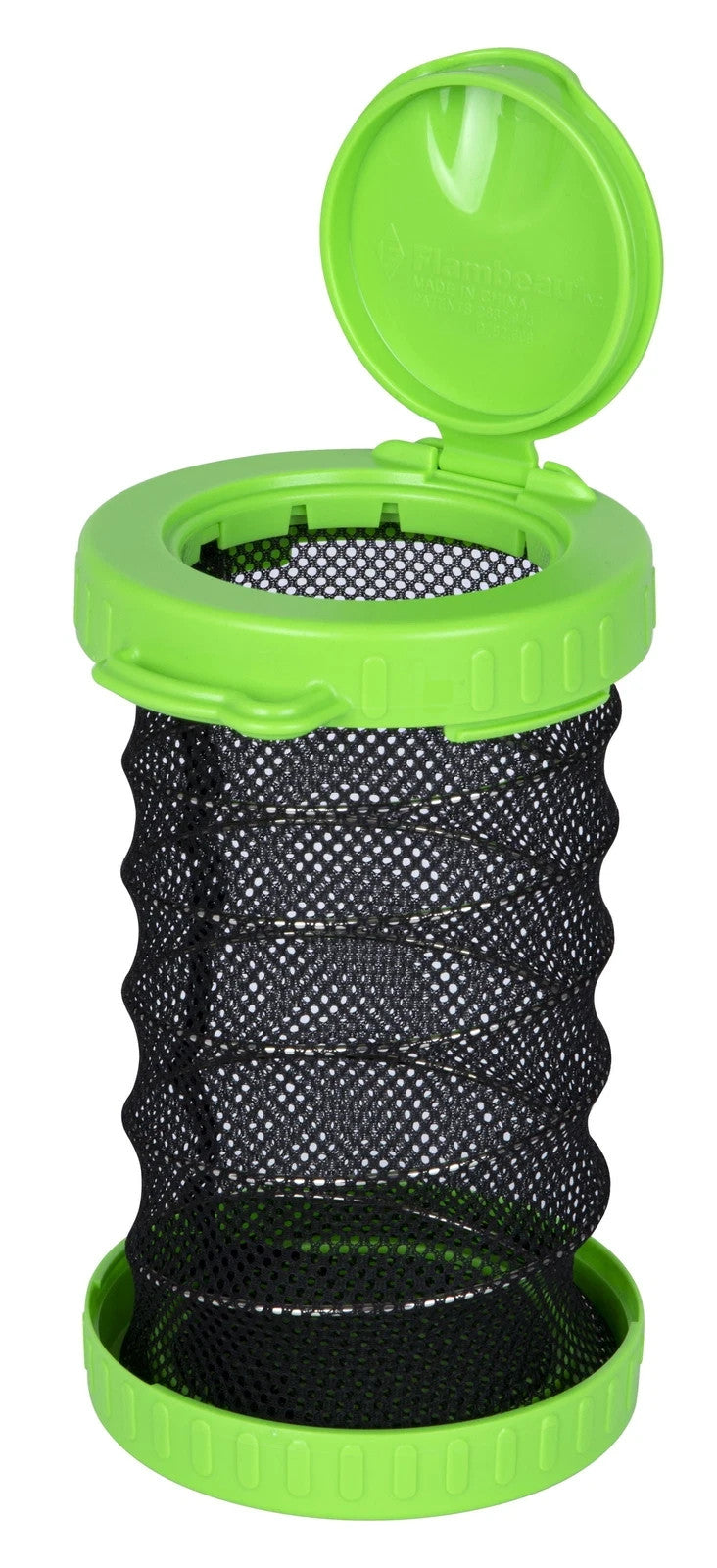 Cricket Storage Puck - Collapsible Fish Bait Container with Cage, Green