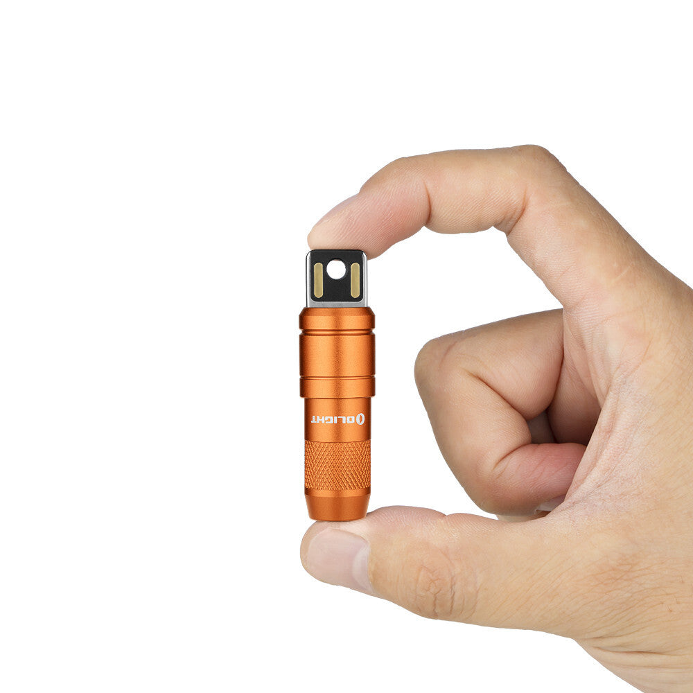 Rechargeable Mini Keychain Flashlight 50 Lumens - Orange, Compact LED