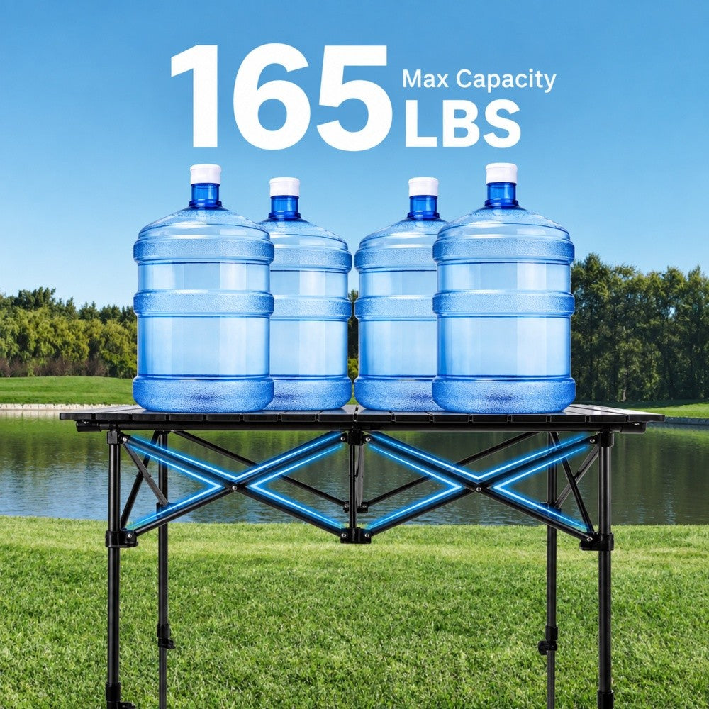 Portable Folding Camping Table with Adjustable Height & Carry Bag