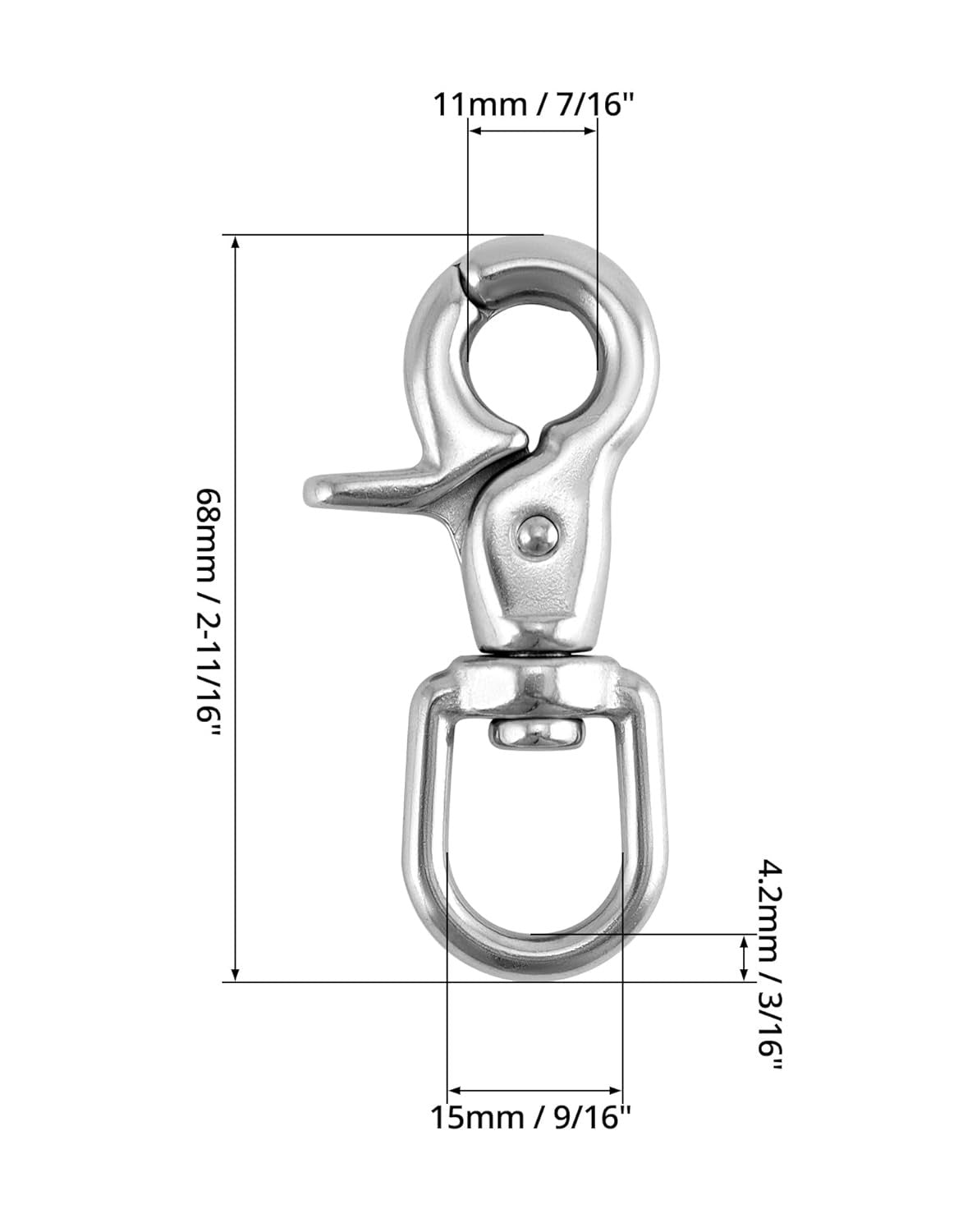 Marine Grade Stainless Steel Swivel Trigger Snap Hook 4 Pack - 2.56" Heavy Duty Clips