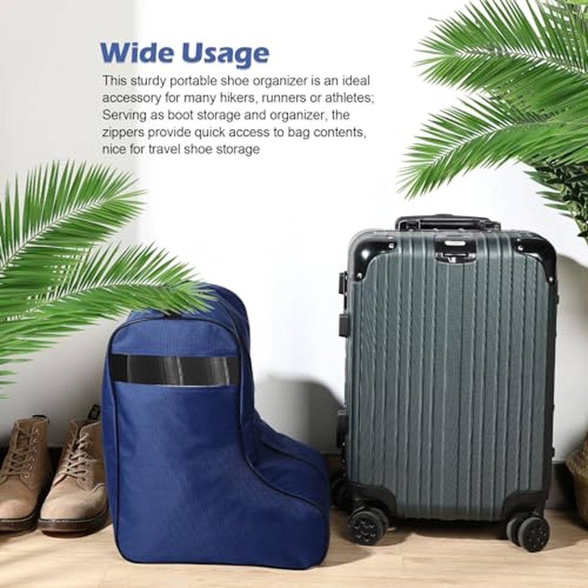 Cowboy Boot Travel Bags Set - Portable Storage for Tall Shoes, Blue & Black