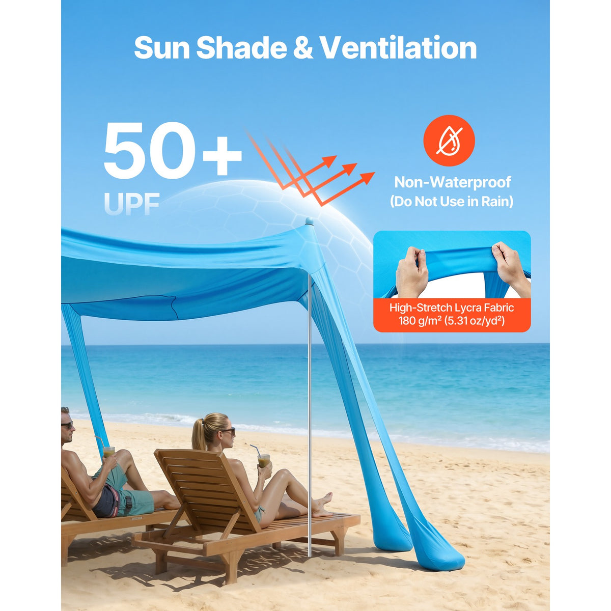 Portable 10x10 ft Sun Shade Canopy for Beach and Outdoor Use - UPF50+ Blue
