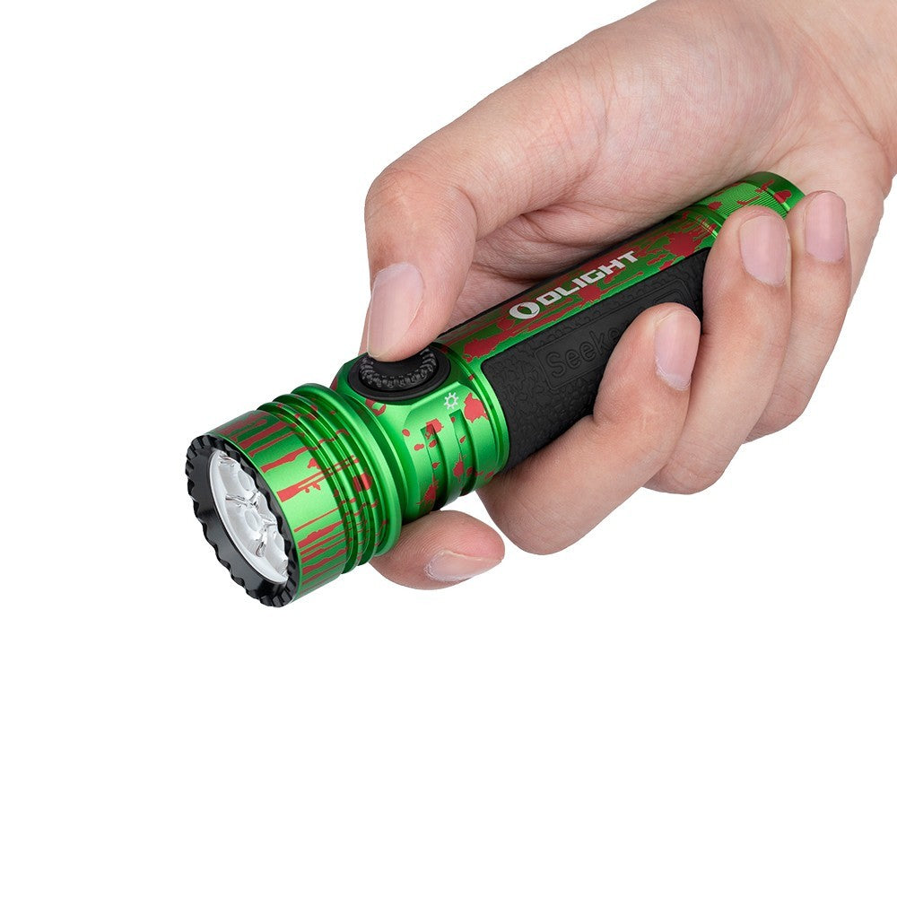 High Power Tactical Flashlight 4600 Lumens with Holster & Clip - Zombie Green