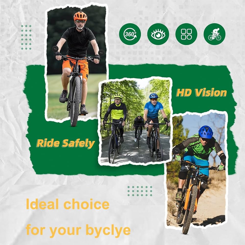 360° Rotatable Bicycle Rear View Mirrors Handlebar Mount 2 Pack