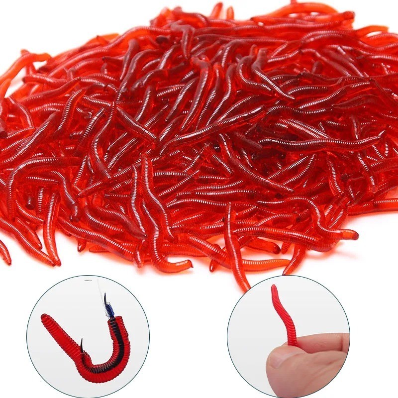 Artificial Soft Plastic Worms for Fishing - 100 Pcs Lifelike Lure Set