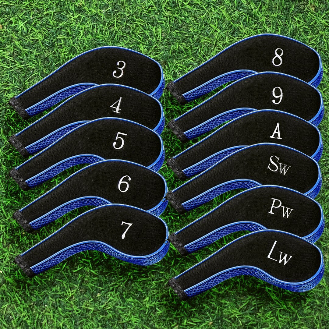 Golf Iron Head Covers 11-Piece Set for Left & Right Handed Clubs Black/Blue