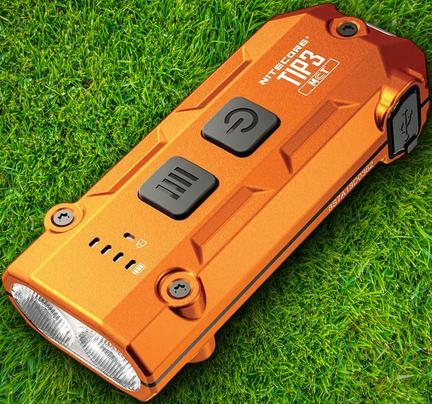 Rechargeable Orange Keychain Light with Water & Impact Resistance - LED Clip