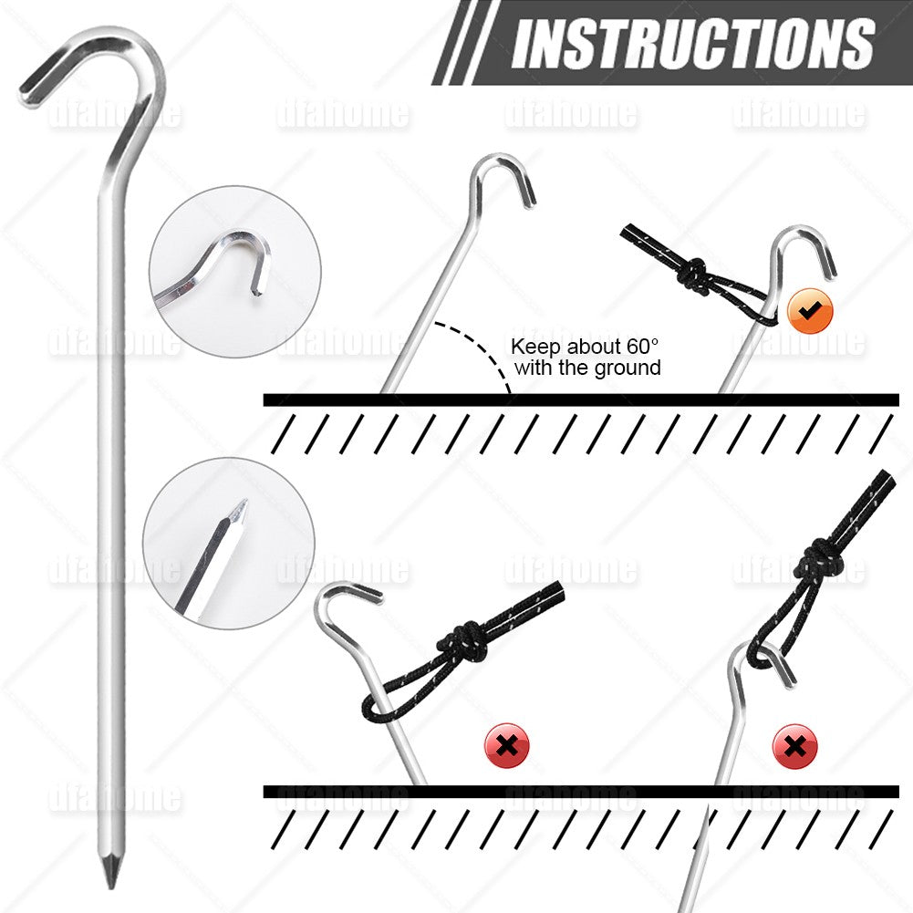 Reflective Tent Guy Lines Kit with Aluminum Tensioners and Stakes - Heavy Duty Camping Rope Set