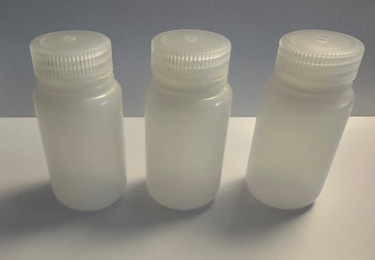 Reusable Plastic Water Storage Bottles - Wide Mouth, 125ml/4oz, Clear, Autoclavable Set