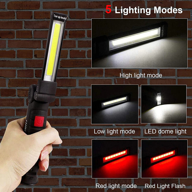 Rechargeable LED Work Light with Magnetic Base and 360° Rotating Head – Bright Mechanic Flashlight