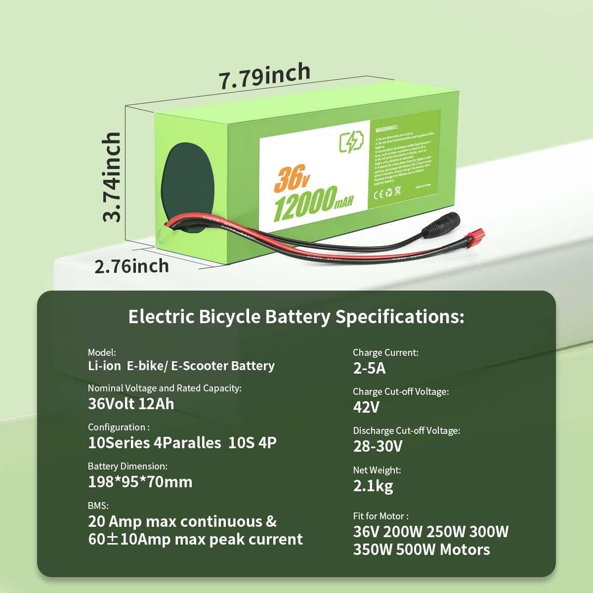 High-Performance Electric Bicycle Battery Pack - Multiple Volt & Capacity Options