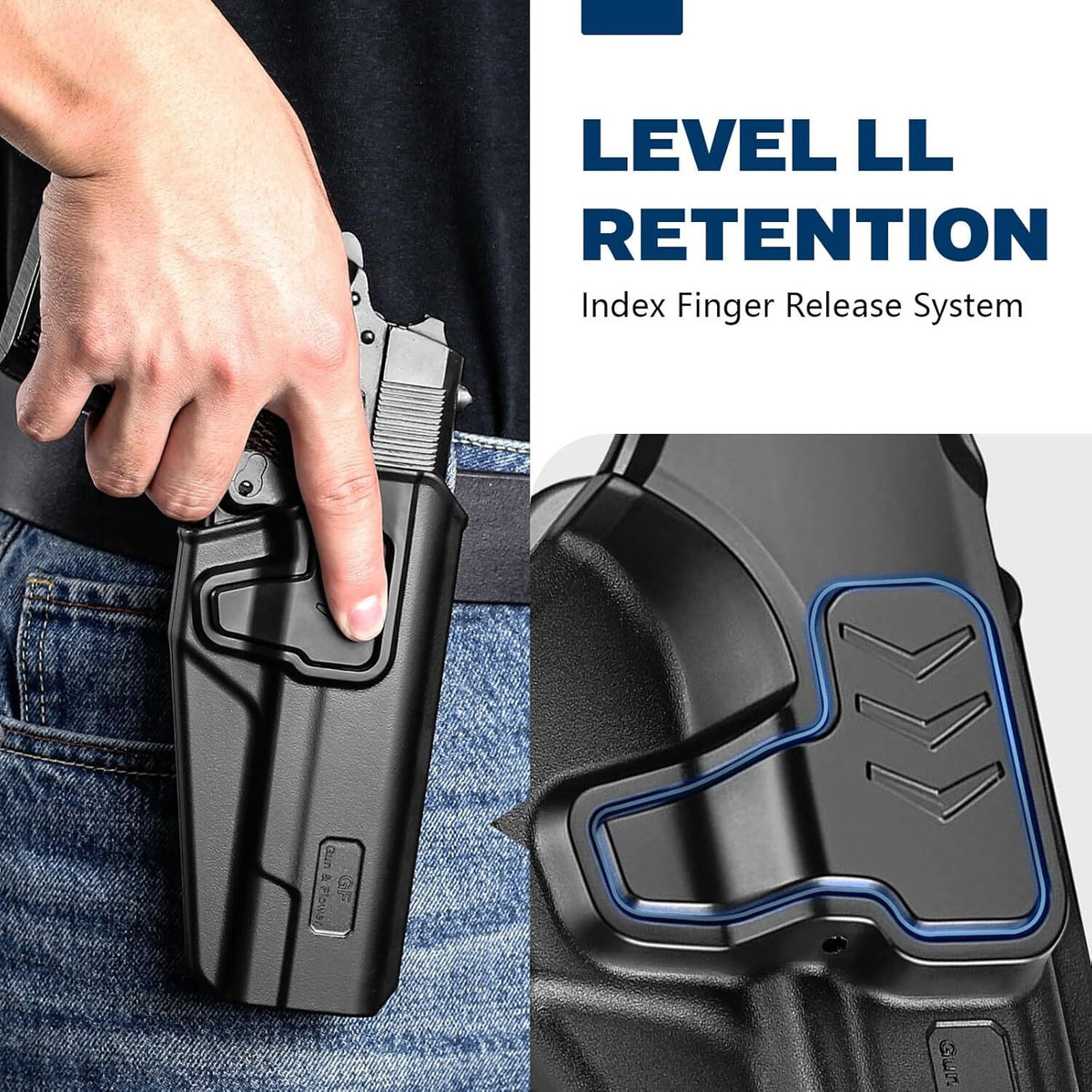 1911 Holster for Colt Kimber Springfield RIA Taurus - OWB Molle & Adjustable Clip