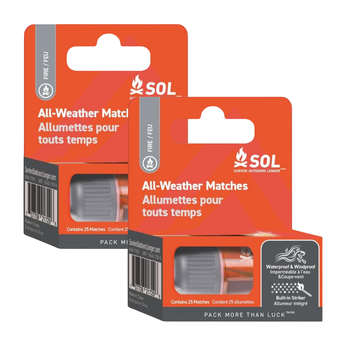 Weatherproof Camping Matches 25-Pack - Windproof & Waterproof Fire Starter
