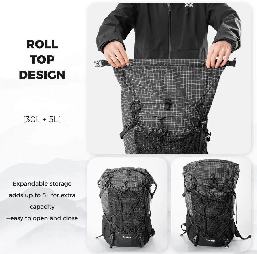Waterproof Hiking Backpack 30-35L Lightweight Travel Daypack for Outdoors