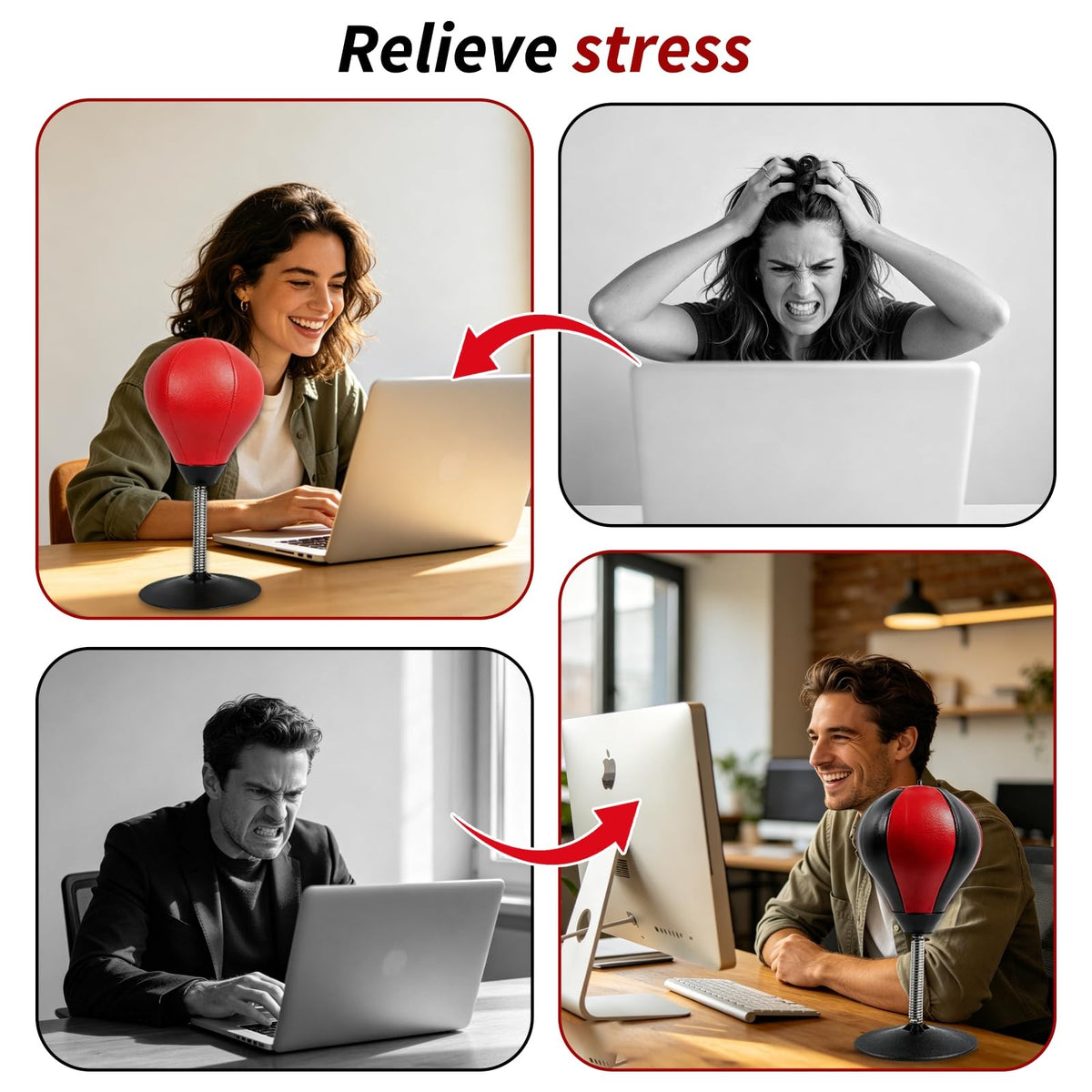 Desktop Stress Relief Punching Bag with Suction Cup - Office & Home Stress Buster