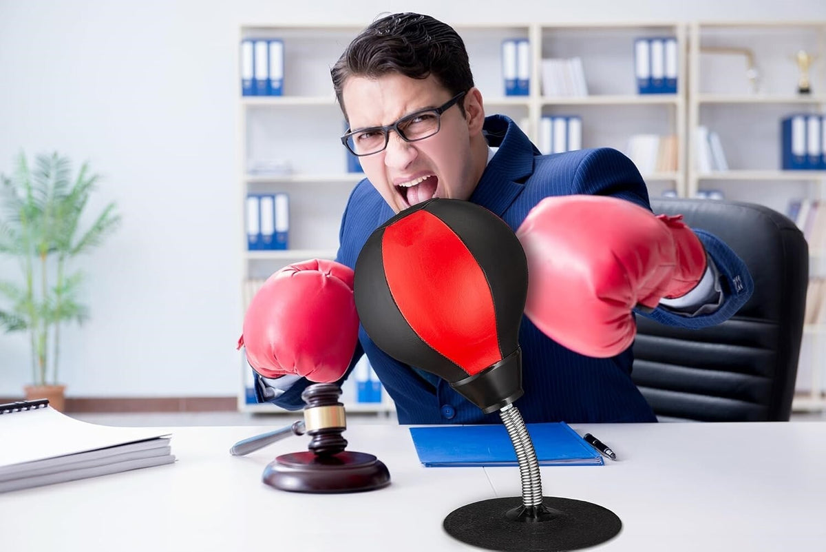 Desk Stress Relief Punching Bag with Pump - Stress Buster Toy for Office & Home