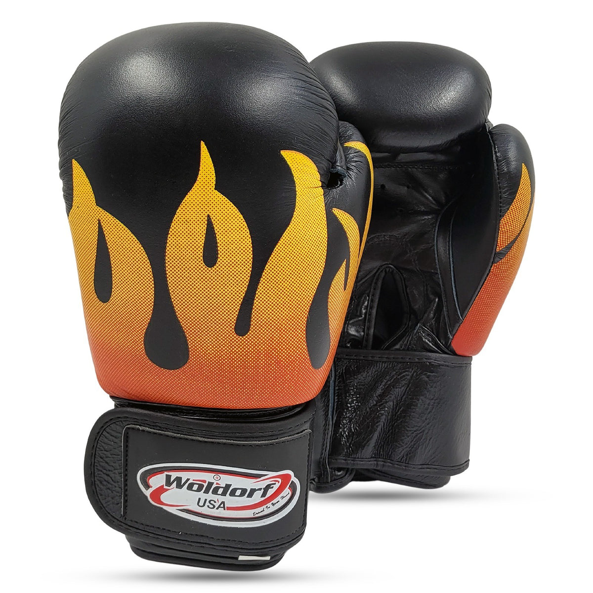 Genuine Leather Boxing Gloves MMA Sparring Gloves with Flame Design - Unisex