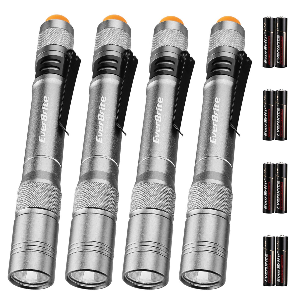 LED Pen Light Set - 4 Pack Compact Aluminum Pocket Flashlights with 3 Light Modes
