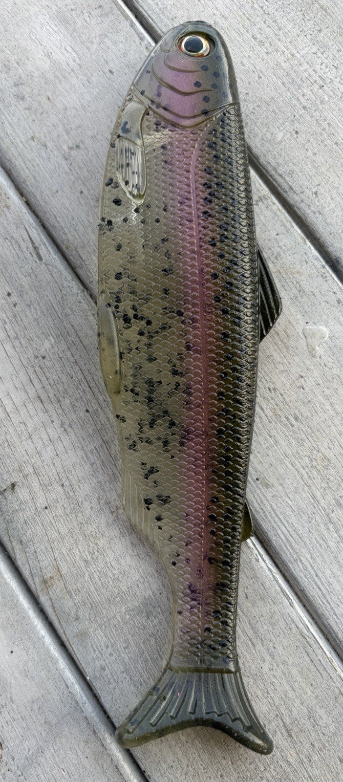 8-Inch Weedless Swimbait with Wedge Tail for Freshwater Fishing - Clear Pepper Stock Trout