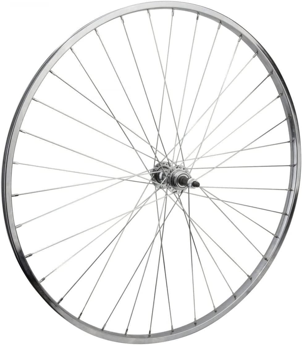 27x1-1/4 inch Bicycle Front Wheel - Steel Chrome Rim, Bolt-On Hub