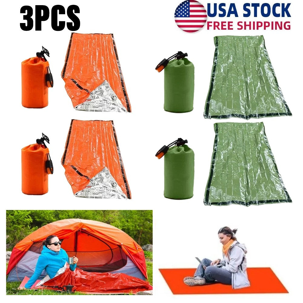 3-Pack Emergency Survival Sleeping Bags Waterproof Thermal Heat Retention
