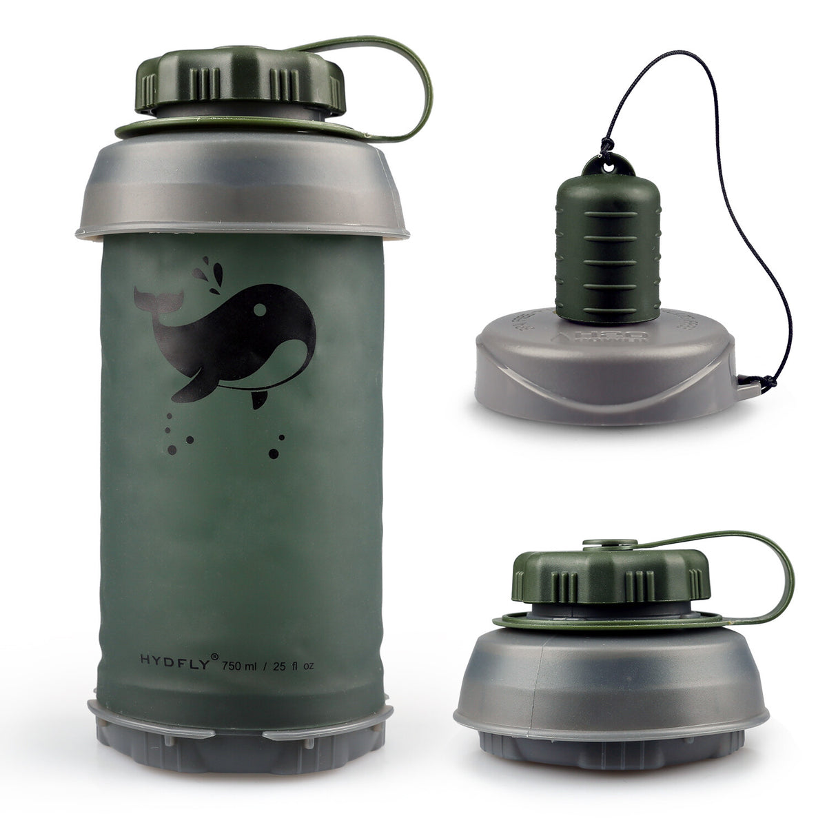 Collapsible Water Filter Bottle with Straw - 750ml Reusable Travel Hydration