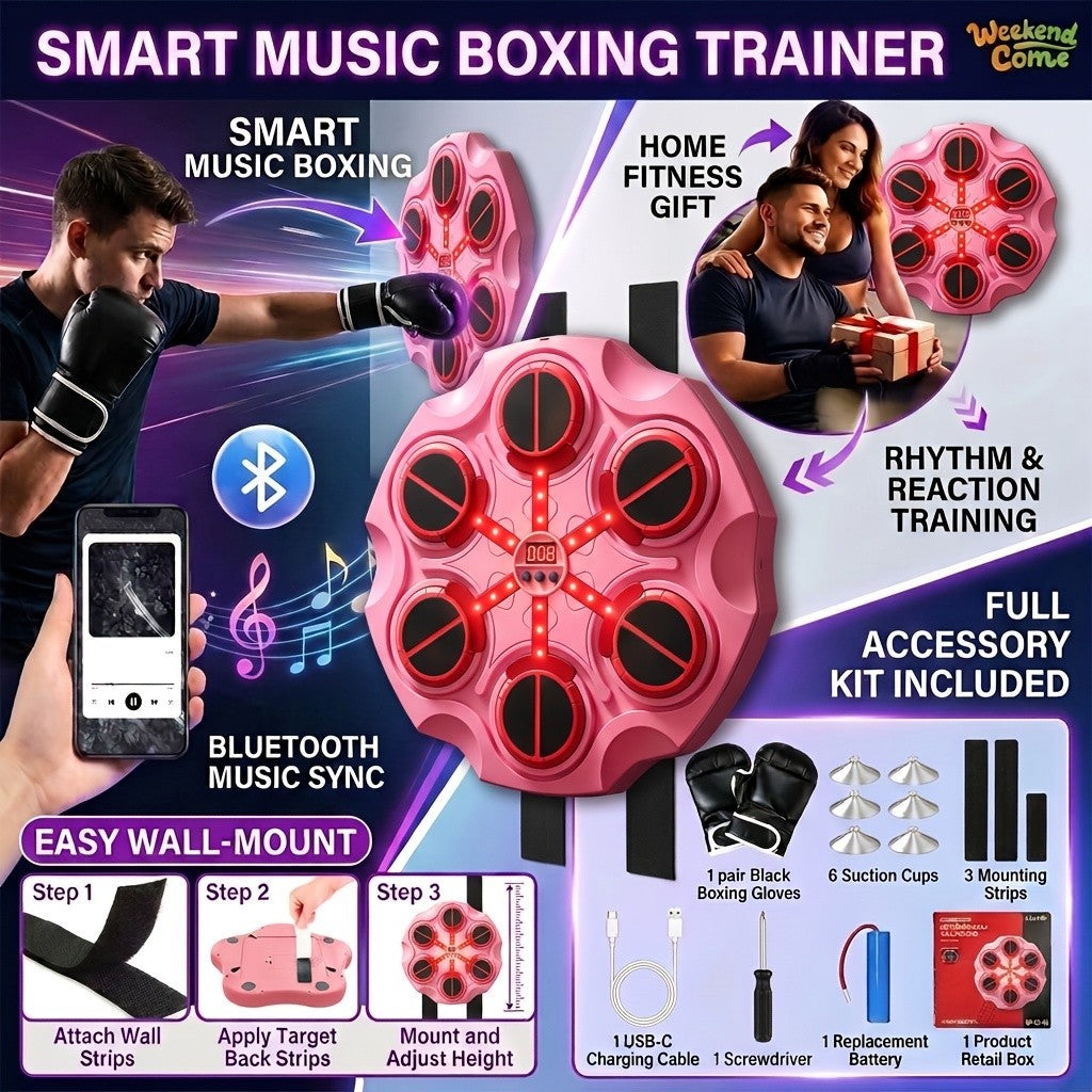 Pink Music Themed Punching Bag for Boxing & Martial Arts Training