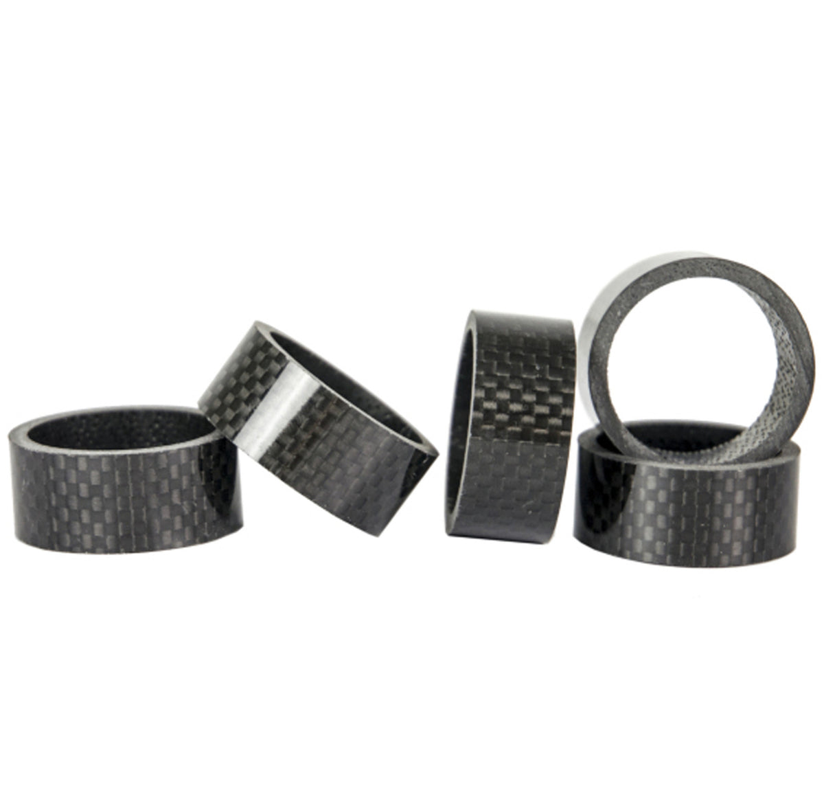 Carbon Fiber Headset Spacers for 1-1/8 inch Bicycle Steerer Tubes - 5/10/15/20mm, 4 Pieces
