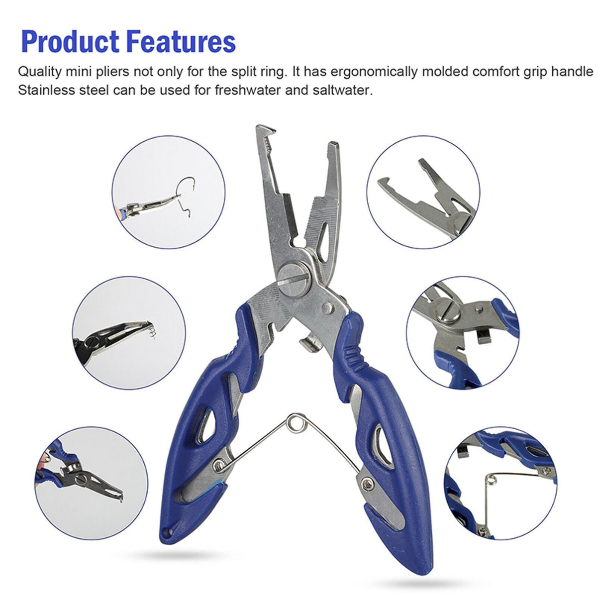 200pcs Stainless Steel Fishing Split Ring Connectors with Pliers - Saltwater & Freshwater