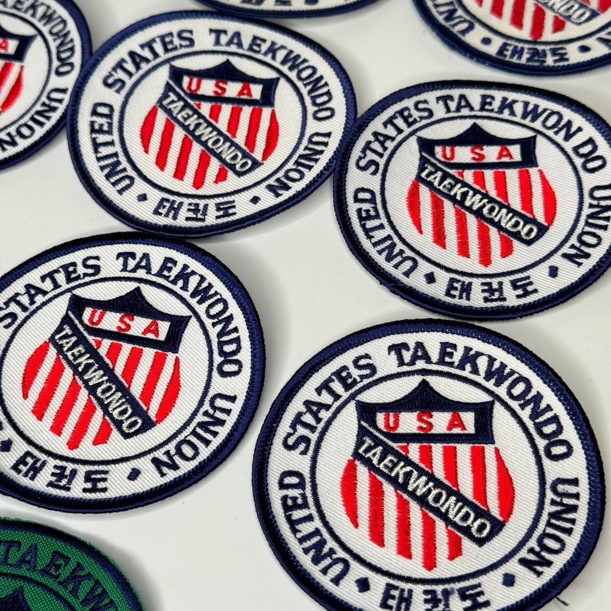Martial Arts Patches Set - 16 Round United States Taekwondo Union Emblems, 3 Inch