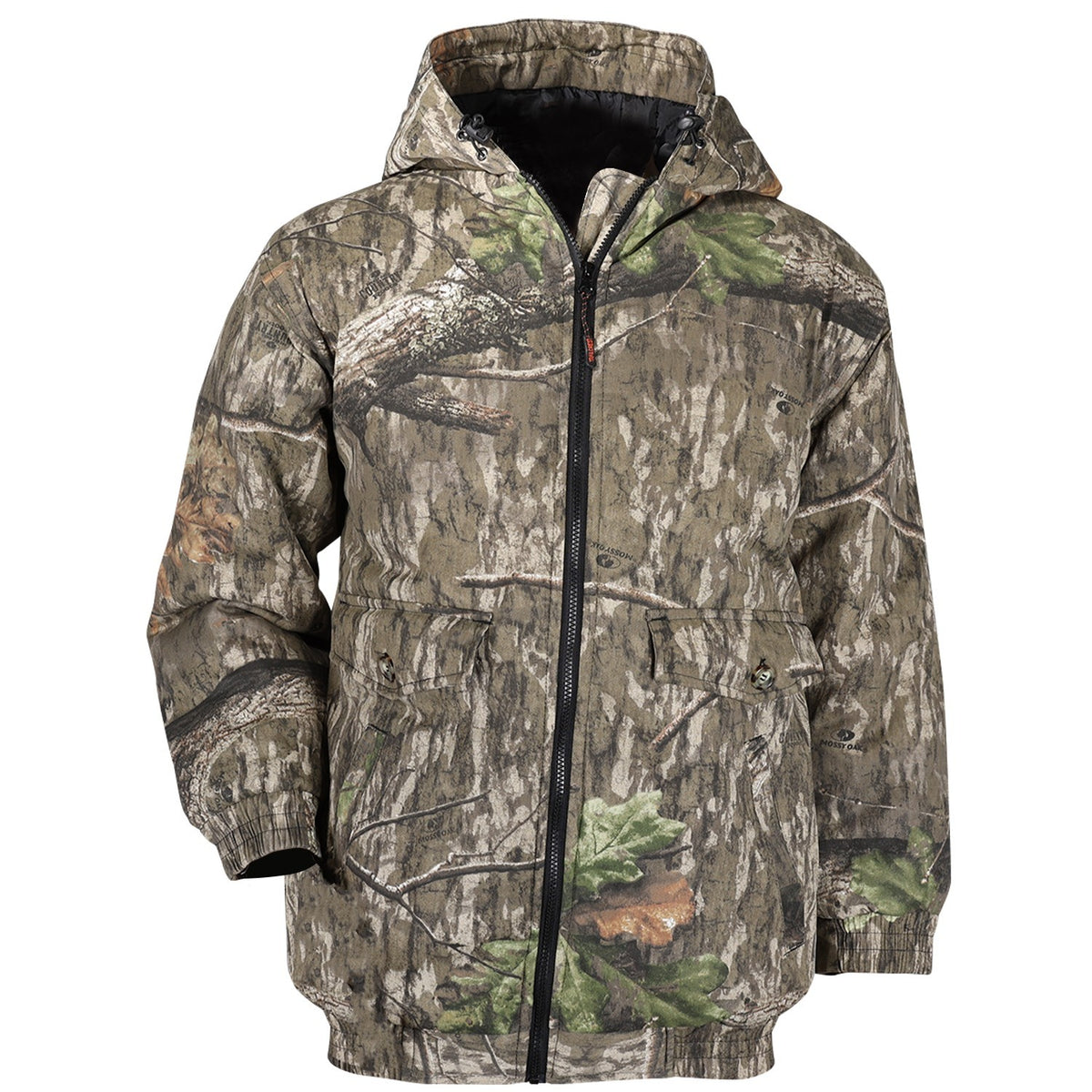Insulated Camo Cotton Twill Jacket for Men - Quilted Lining, Mossy Oak Pattern