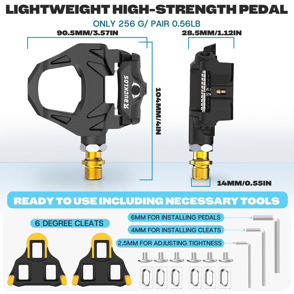 Road Bike Pedals with Cleats - Shimano SPD-SL Clipless Pedals