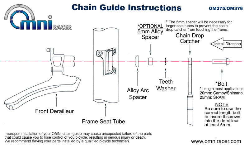 Lightweight Bicycle Chain Drop Catcher - Red Cycling Accessory