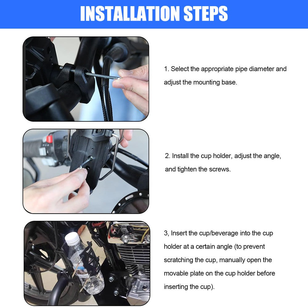 Universal Bicycle and Motorcycle Cup Holder - Adjustable & Weatherproof