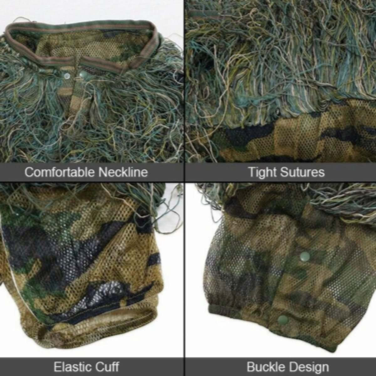 Camouflage Ghillie Suit for Hunting and Birdwatching - Tan 5-in-1