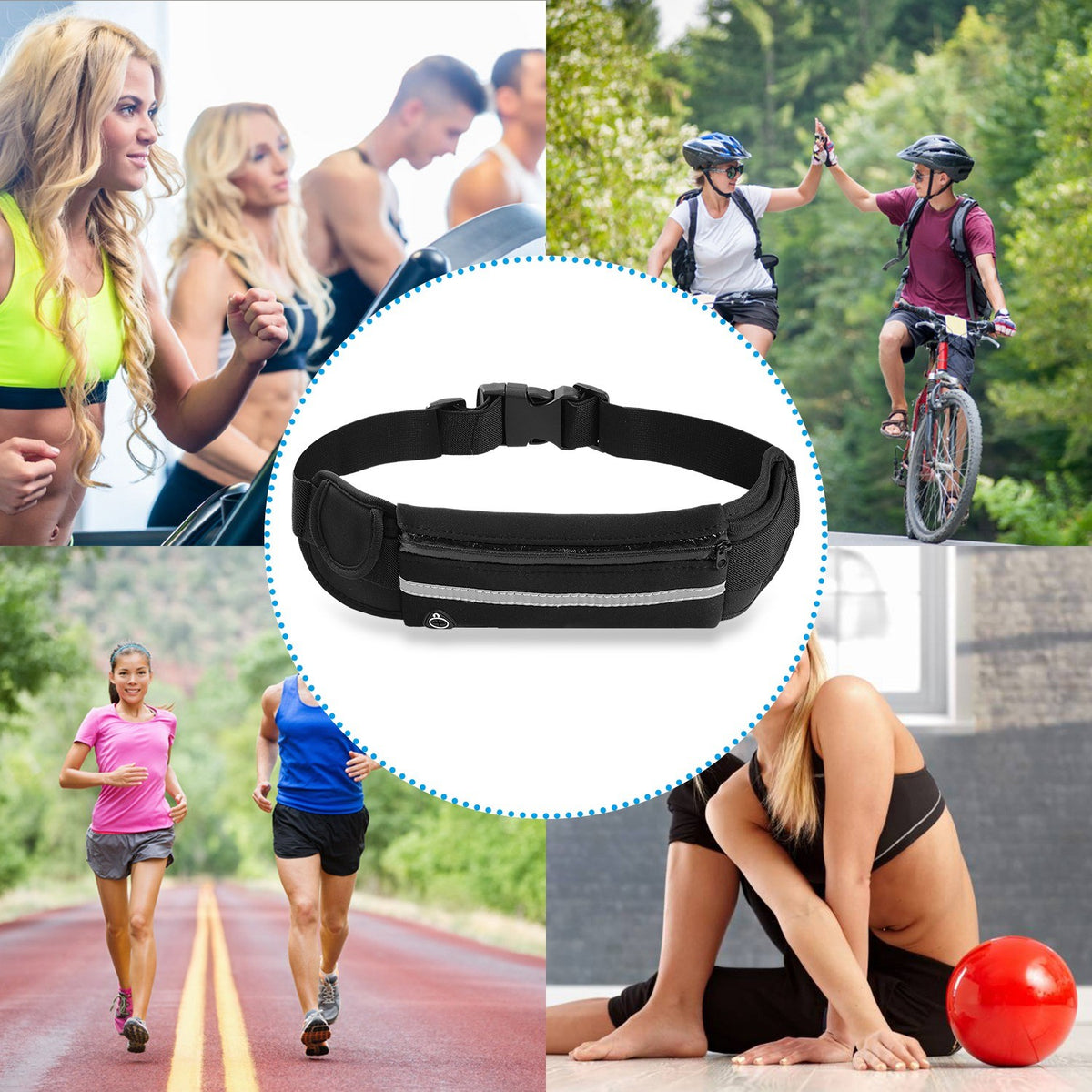 Waterproof Running Waist Bag with Adjustable Zip Belt for Sports & Jogging