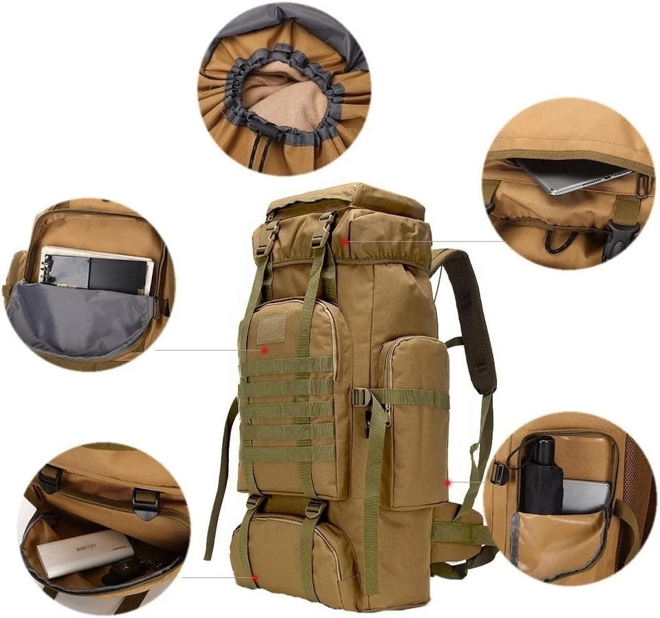High-Capacity Outdoor Tactical Hiking Backpack Waterproof Camping Rucksack